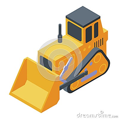 Cawler bulldozer icon, isometric style Vector Illustration