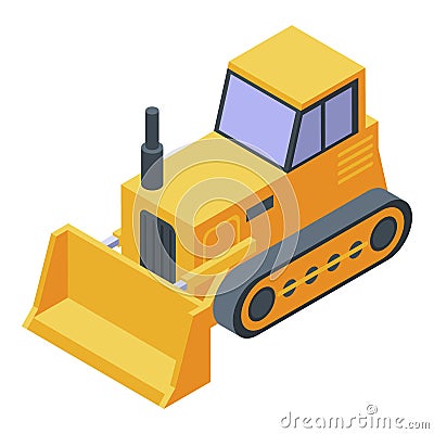 Cawler tractor bulldozer icon, isometric style Vector Illustration