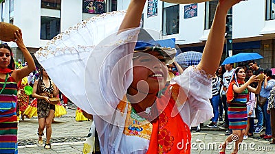 Cayambe folk dancer at the parade Editorial Stock Photo