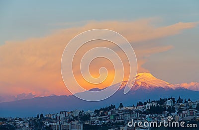 Cayambe Volcano Sunset, Quito, Ecuador Stock Photo
