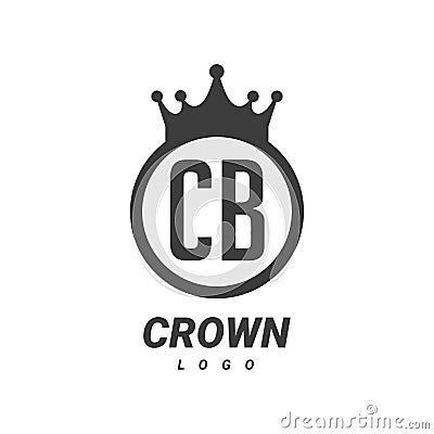 CB C B Letter Logo Design with Circular Crown Vector Illustration