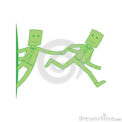 Man help his friend to escape from jail Vector Illustration