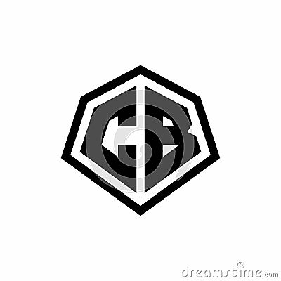 CB monogram logo with hexagon shape and line rounded style design template Vector Illustration