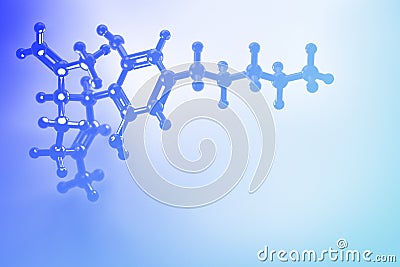 CBD cannabidiol structure in blue color Cartoon Illustration