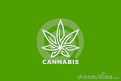 CBD Cannabis Leaves Logo Abstract Design Vector template Linear Outline style Vector Illustration