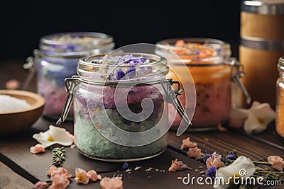 cbd-infused bath salts with therapeutic and relaxing properties Stock Photo