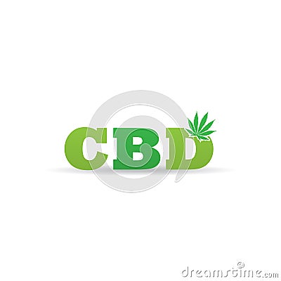 CBD logo branding letter with hemp icon Vector Illustration