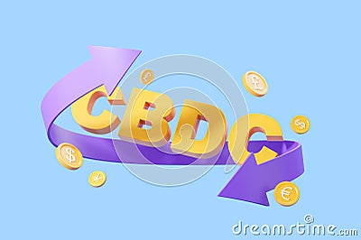CBDC concept with arrows, digital dollar, yen, euro and pound Stock Photo