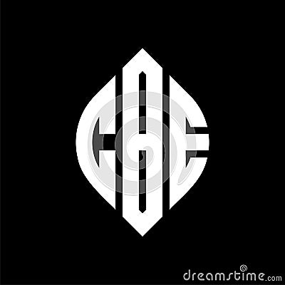 CBE circle letter logo design with circle and ellipse shape. CBE ellipse letters with typographic style. The three initials form a Vector Illustration