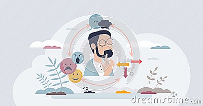 CBT or cognitive behavioral therapy for mental problems tiny person concept Vector Illustration