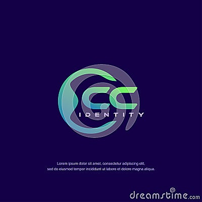 CC Initial letter circular line logo template vector with gradient color Vector Illustration