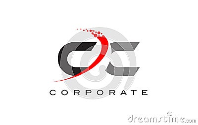 CC Modern Letter Logo Design with Swoosh Vector Illustration