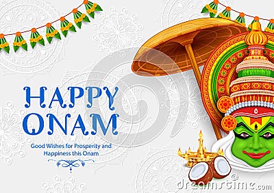 Ccelebration background for Happy Onam festival of South India Kerala Cartoon Illustration