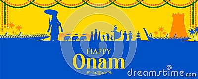 Ccelebration background for Happy Onam festival of South India Kerala Vector Illustration