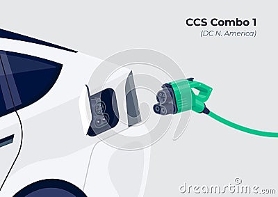 CCS Combo 1 standard charging connector plug and socket Vector Illustration