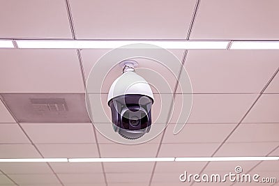 CCTV in building at airport terminal ,Security camera monitor Stock Photo