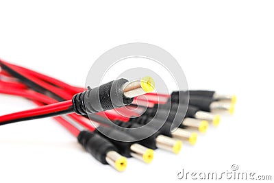 CCTV cable BNC Connector with Copper Cable isolated on white background Stock Photo