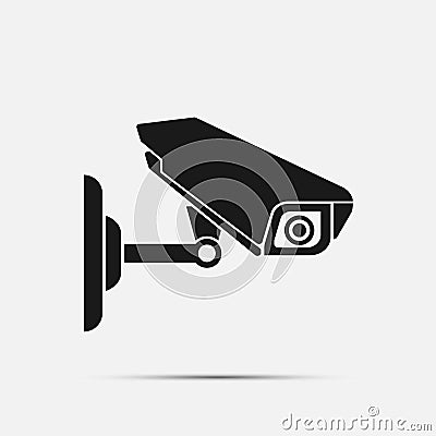 Cctv camera line on white background. illustratio Vector Illustration