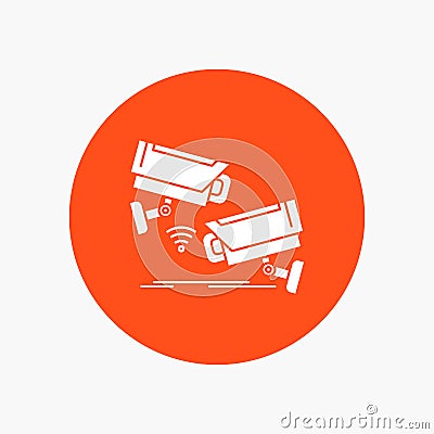 CCTV, Camera, Security, Surveillance, Technology White Glyph Icon in Circle. Vector Button illustration Vector Illustration