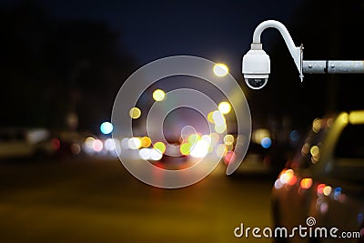 CCTV camera or surveillance operating on traffic road Stock Photo