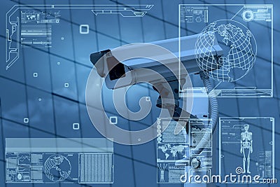 CCTV Camera technology on screen display Stock Photo