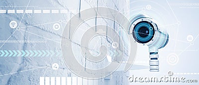 CCTV camera whis ai technology of web configuration and connecting to clouds data base Stock Photo