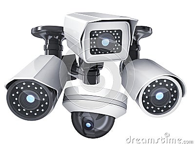 CCTV cameras isolated Cartoon Illustration