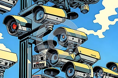 CCTV cameras on the post Stock Photo