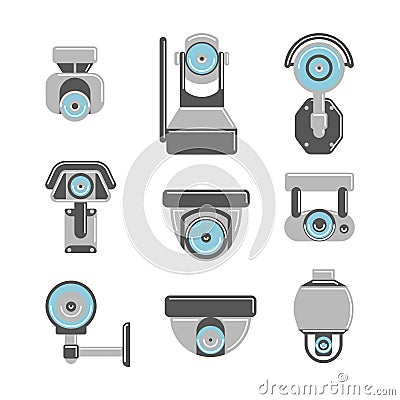 CCTV cameras set. Vector Illustration