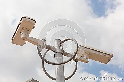 CCTV for guard on background sky Stock Photo