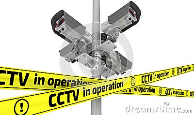 CCTV in operation. The concept Cartoon Illustration