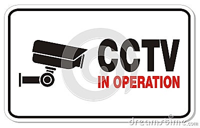 CCTV in operation - rectangle sign Vector Illustration