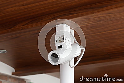 CCTV security camera on cruise ship Stock Photo