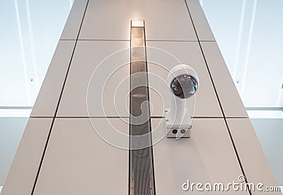 CCTV Security camera wall ceiling Stock Photo