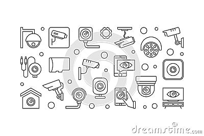 CCTV and surveillance camera vector horizontal banner Vector Illustration