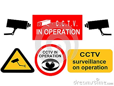 CCTV surveillance signs Vector Illustration