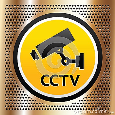 CCTV symbol on a golden background Vector Illustration