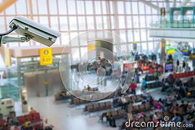 CCTV system security monitoring in airport blur Stock Photo