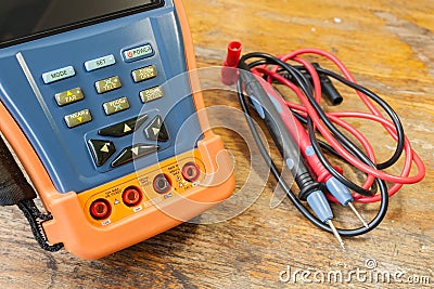 CCTV tester with probes on a table in a workshop Stock Photo