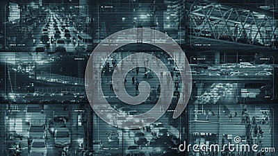 CCTV контролирует дисплей со сценами города CCTV контролирует дисплей со сценами города