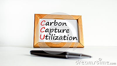 CCU Carbon capture utilization symbol. Concept words CCU Carbon capture utilization on beautiful frame. Beautiful white background Stock Photo