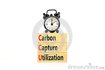 CCU Carbon capture utilization symbol. Concept words CCU Carbon capture utilization on beautiful blocks. Beautiful white Stock Photo