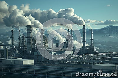 CCUS showcasing the process of capturing carbon dioxide emissions from industrial sources converting them for utilization and Stock Photo