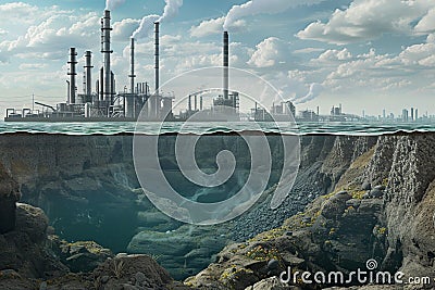 CCUS showcasing the process of capturing carbon dioxide emissions from industrial sources converting them for utilization and Stock Photo