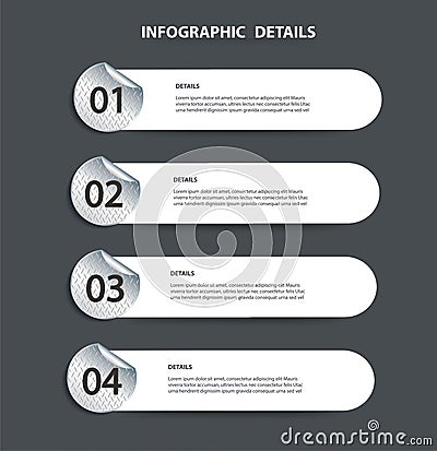 Plate metal info graphic template with 4 options. Can be used for web, diagram, graph, presentation, chart, report, step by step i Vector Illustration