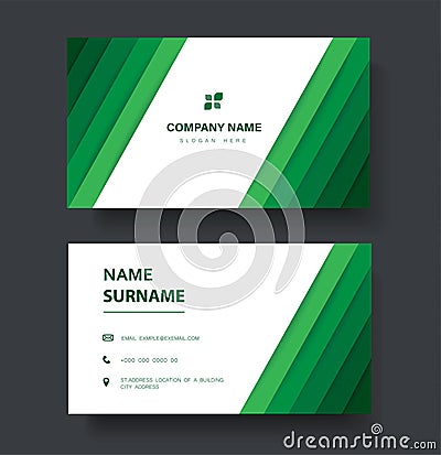 Modern green lines double sided business card template vector eps10 Vector Illustration