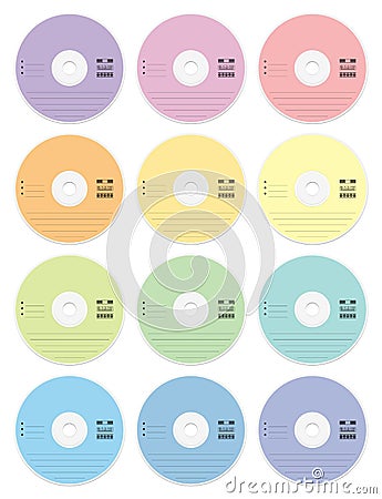 CD Blanks Pastel Colors Set Vector Illustration