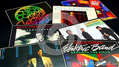 CD covers of CHICK COREA per l`etichetta jazz GRP. American pianist and keyboardist, best known for his jazz and fusion producti Editorial Stock Photo