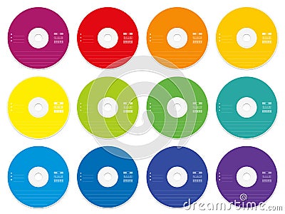 CD Labels Colored Template Vector Illustration