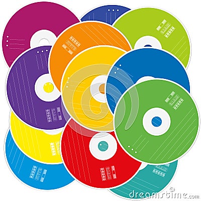 CD Pile Colored Labels Vector Illustration